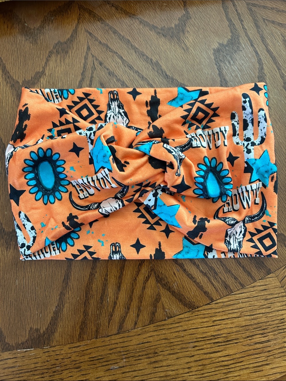 NWOT Howdy Orange Turquoise Western Knot Headband